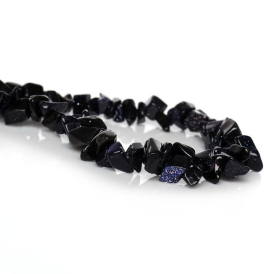 Image de (Classement D) Perle en Arénarie Aurifère (Synthétique) Irrégulier Violet Foncé 5mm x4mm - 12mm x9mm, Taille de Trou: 1mm, 88.5cm long, 2 Enfilades
