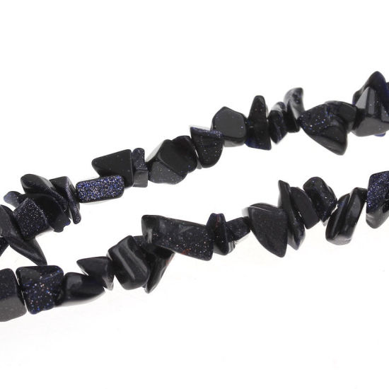 Image de (Classement D) Perle en Arénarie Aurifère (Synthétique) Irrégulier Violet Foncé 5mm x4mm - 12mm x9mm, Taille de Trou: 1mm, 88.5cm long, 2 Enfilades