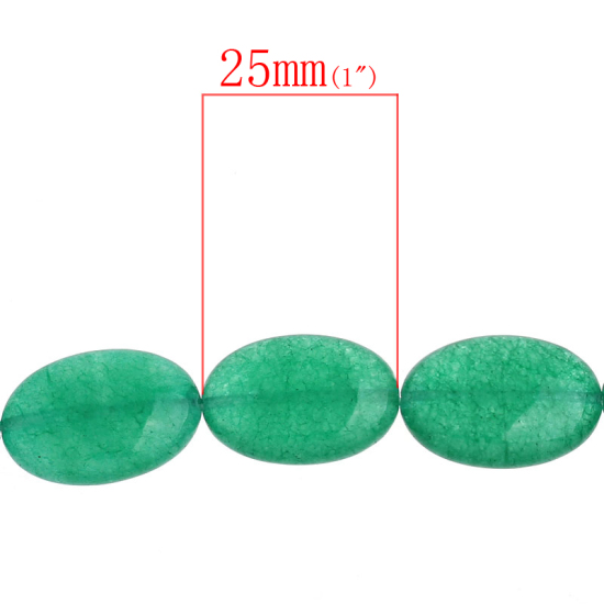 Image de (Classement B) Perles en Agate (Teint) Ovale Vert 25mm x18mm, Taille de Trou: 1.5mm, 38.5cm long, 1 Enfilade 