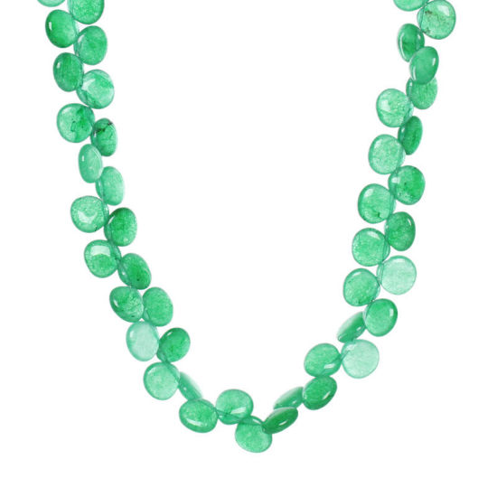 Image de (Classement B) Perles en Agate (Teint) Goutte d'Eau Vert 12mm x 12mm, Taille de Trou: 0.6mm, 37cm long, 1 Enfilade 