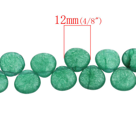 Image de (Classement B) Perles en Agate (Teint) Goutte d'Eau Vert 12mm x 12mm, Taille de Trou: 0.6mm, 37cm long, 1 Enfilade 