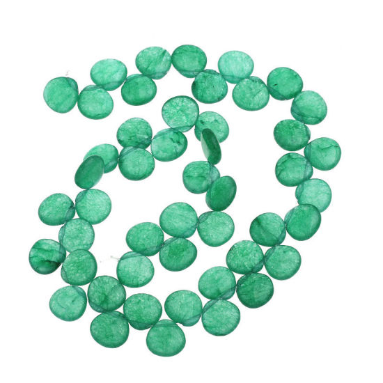 Image de (Classement B) Perles en Agate (Teint) Goutte d'Eau Vert 12mm x 12mm, Taille de Trou: 0.6mm, 37cm long, 1 Enfilade 