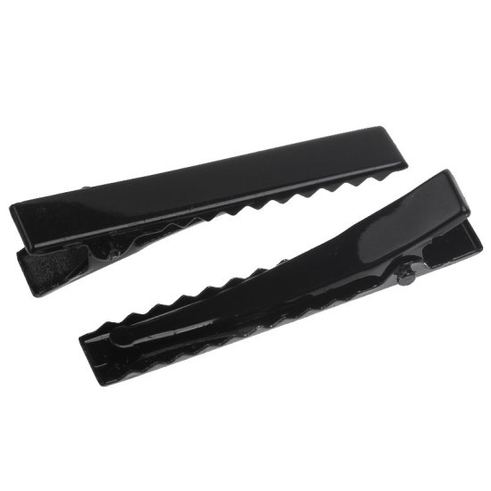 Image de Pinces à cheveux en Alliage de fer Forme Rectangle Noir 4.6cm x 7mm, 100 Pièces