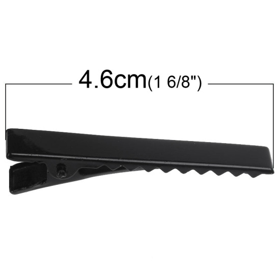 Image de Pinces à cheveux en Alliage de fer Forme Rectangle Noir 4.6cm x 7mm, 100 Pièces
