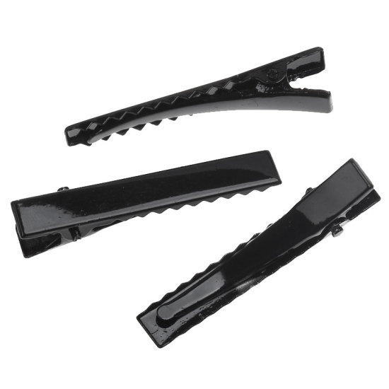 Image de Pinces à cheveux en Alliage de fer Forme Rectangle Noir 4.6cm x 7mm, 100 Pièces