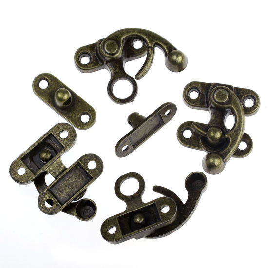 Image de Fermoirs de valise en Alliage de Zinc Bronze antique 2.9cm-3.5cm x 1cm-2.9cm, 10 Sets
