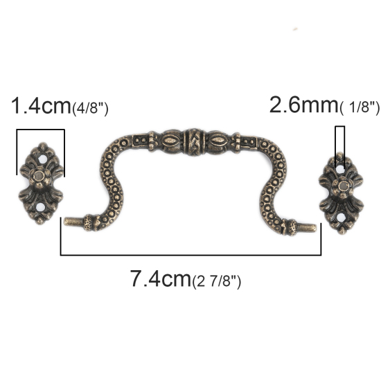 亜鉛合金 アーチ型 ブロンズトーン 7.4x3.1cm 2.6x1.4cm、 10 PCs の画像