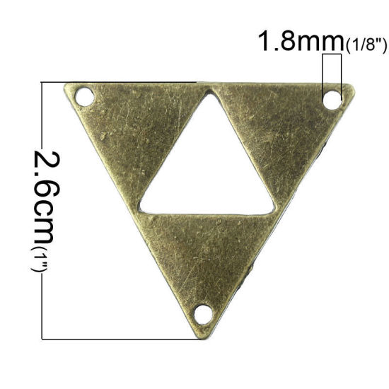 Image de Connecteurs de bijoux en Alliage de Zinc Forme Triangle Bronze antique 3cm x 26mm, 30 Pièces