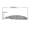 Picture of Charm Pendants Feather Antique Silver Color Stripe Pattern Carved 10.5cm x 2.1cm,20PCs