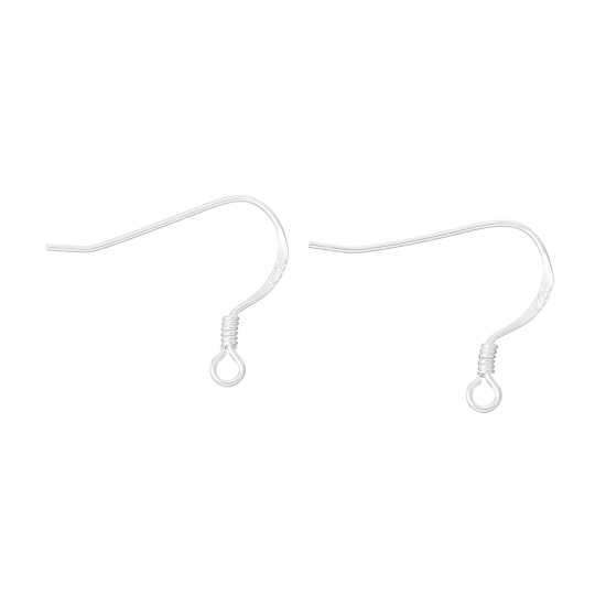 Image de Boucles d'Oreilles Crochets en Argent Pur Couleur Argent 18mm x 15mm, Epaisseur de Fil: (22 gauge), 5 Paires