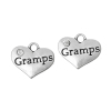 Picture of 20 PCs Zinc Based Alloy Family Jewelry Charms Antique Silver Color Heart Message " Gramps " Clear Rhinestone 17mm x 14mm