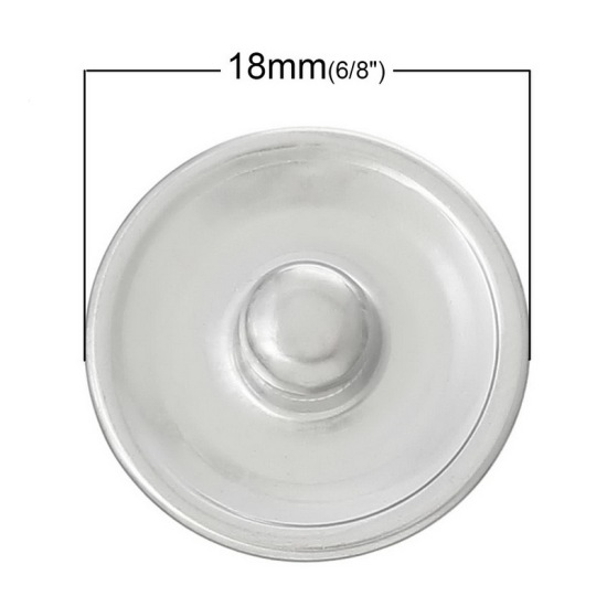 Image de 18mm Bouton Pression Forme Rond Argent Mat pour 16mm Dia Cabochon pour Bracelet Bouton Pression, Taille de Poignée: 5.5mm, 50 Pcs
