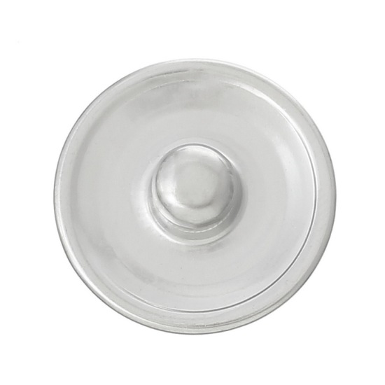 Image de 18mm Bouton Pression Forme Rond Argent Mat pour 16mm Dia Cabochon pour Bracelet Bouton Pression, Taille de Poignée: 5.5mm, 50 Pcs