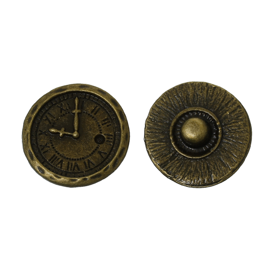 Image de 18mm Bouton Pression Forme Ovale Argent Mat Horloge pour Bracelet Bouton Pression, Taille de Poignée: 5.5mm, 20 Pcs