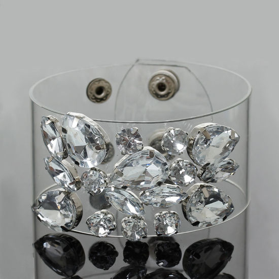 Image de Bracelets en PVC+Acrylique+Fer(Plomb et le Nickel Safe) Blanc 23.5x3.6cm, 1 Pièce