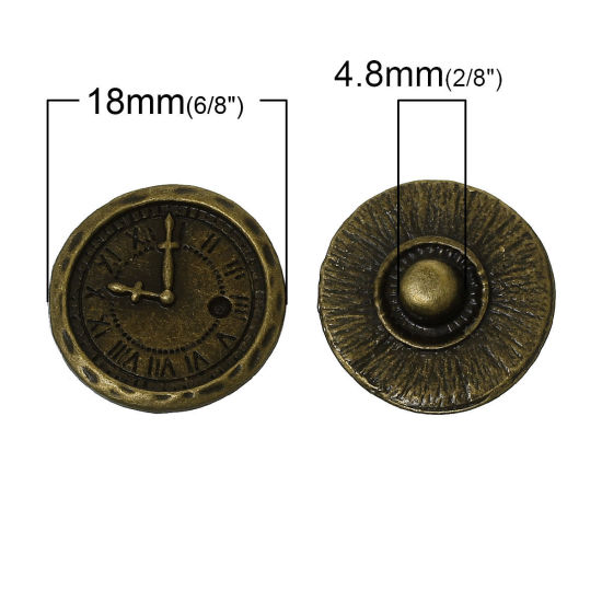 Image de 18mm Bouton Pression Forme Ovale Argent Mat Horloge pour Bracelet Bouton Pression, Taille de Poignée: 5.5mm, 20 Pcs