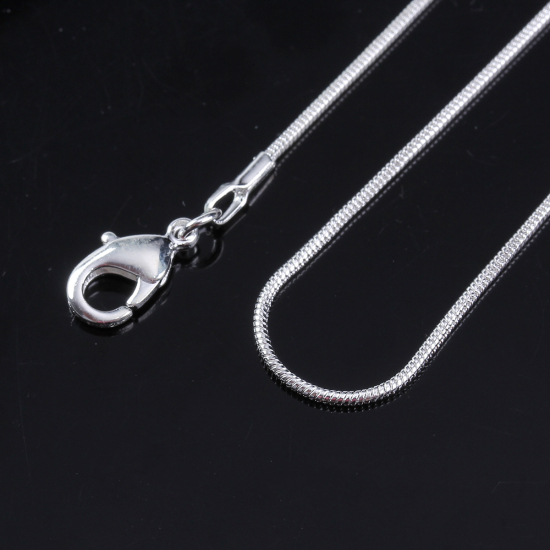 Image de Coller de Chaîne Maille Serpent en Cuivre Argenté 46cm long, Taille de chaînon: 1.2mm, 10 PCs