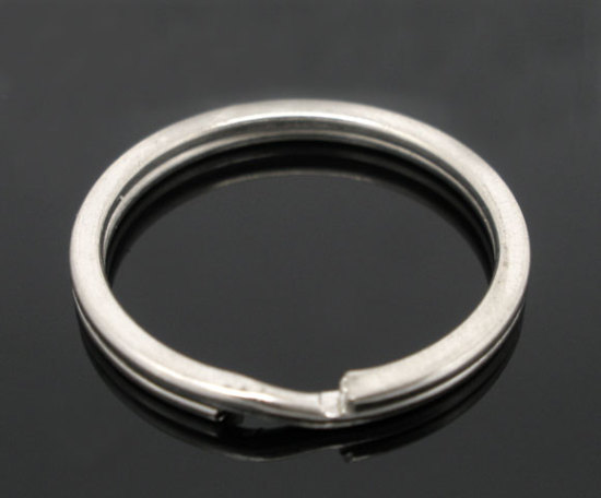 Image de Porte-Clés en Fer Rond Argent Mat 25mm Dia, 20 PCs
