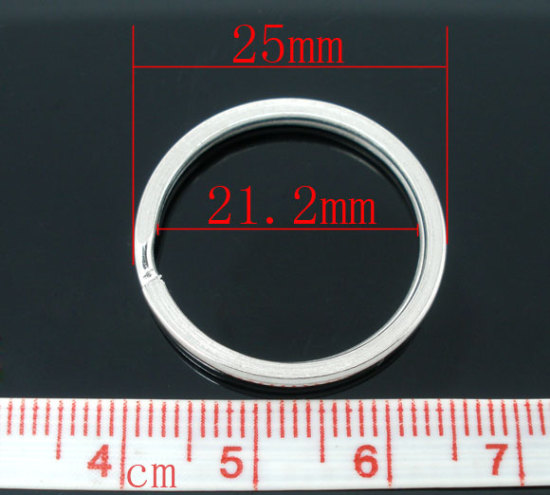 Image de Porte-Clés en Fer Rond Argent Mat 25mm Dia, 20 PCs