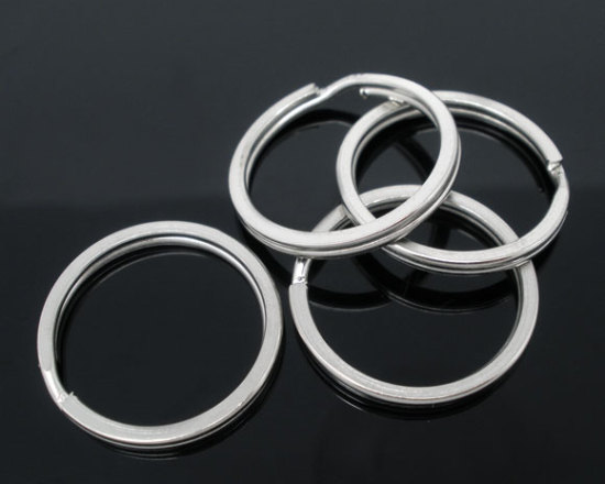 Image de Porte-Clés en Fer Rond Argent Mat 25mm Dia, 20 PCs