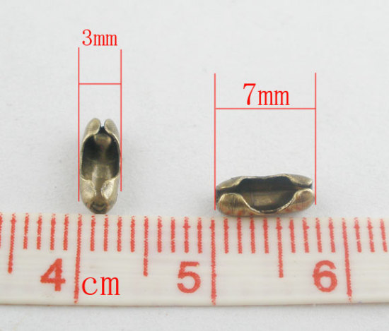 Image de Fermoir Connecteur en Alliage de Fer Bronze Antique (Convnable à Chaîne Maille Bille 2mm) 7mm x 3mm, 500 Pcs