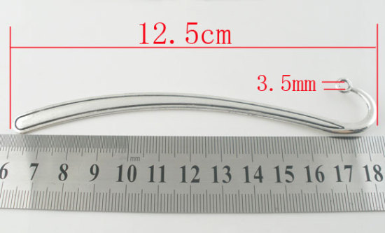 亜鉛合金 しおり 曲げ 銀古美 ループ付き 12.5cm、 5 個 の画像