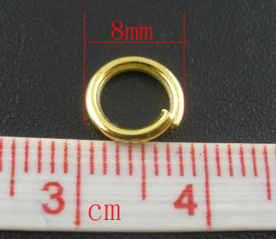200 個 8mm 直径、 1.2mm（17号） 合金 丸カン 丸カン 金メッキ 円形 の画像