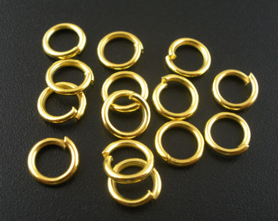 200 個 8mm 直径、 1.2mm（17号） 合金 丸カン 丸カン 金メッキ 円形 の画像