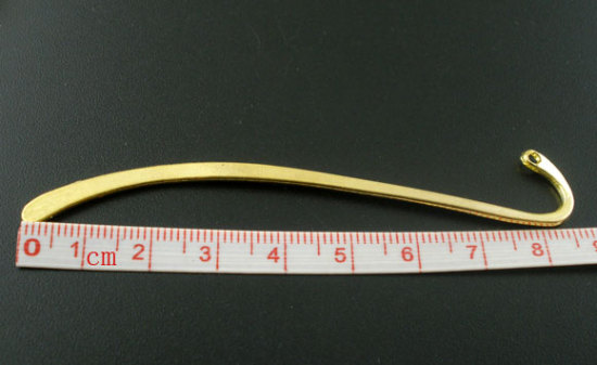 亜鉛合金 しおり フックス 金メッキ ループ付き 8.7cm、 15 個 の画像