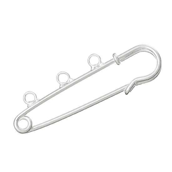 Image de Broche Epingle à Nourrice en Alliage de Fer Connecteur Argenté 3 Boucles 5cm x 1.6cm, 20 PCs