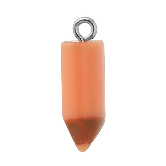 Image de Bijoux de Diplômé Pendentifs en Résine Forme Crayon Orange 21mm x7mm, 20 Pcs