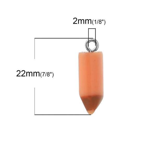 Image de Bijoux de Diplômé Pendentifs en Résine Forme Crayon Orange 21mm x7mm, 20 Pcs
