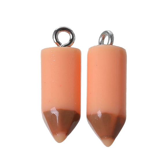 Image de Bijoux de Diplômé Pendentifs en Résine Forme Crayon Orange 21mm x7mm, 20 Pcs