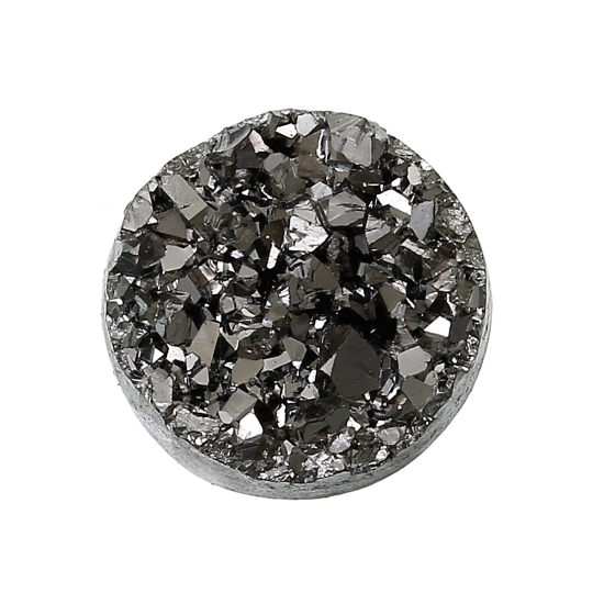 Image de Druzy Cabochon Dôme en Résine Rond Gris-argent Diamètre: 12mm, 50 Pcs
