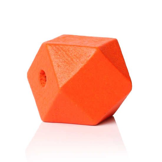 ウッド スペーサ ビーズ ポリゴン オレンジ 約 20mm x 20mm、 穴：約 3.7mm-4.2mm、 30 個 の画像