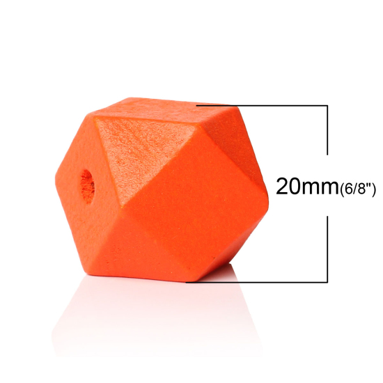 ウッド スペーサ ビーズ ポリゴン オレンジ 約 20mm x 20mm、 穴：約 3.7mm-4.2mm、 30 個 の画像