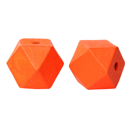 ウッド スペーサ ビーズ ポリゴン オレンジ 約 20mm x 20mm、 穴：約 3.7mm-4.2mm、 30 個 の画像