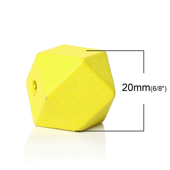 ウッド スペーサ ビーズ ポリゴン イエロー 約 20mm x 20mm、 穴：約 3.7mm-4.2mm、 30 個 の画像