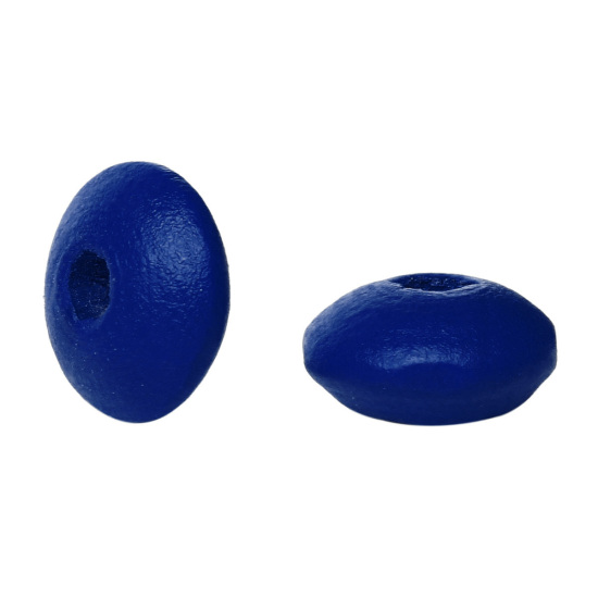 ウッド スペーサ ビーズ 円形 青 約 10mm直径、 穴：約 3mm、 500 個 の画像