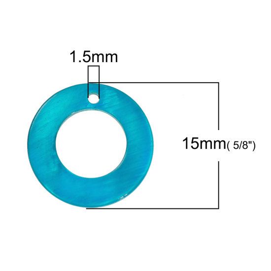 天然 シェル チャーム ペンダント 円形  ランダムな色 15mm、100 個 の画像