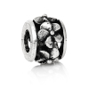 Picture of Zinc Metal Alloy European Style Large Hole Charm Beads Round Antique Silver Color Flower Carved About 12mm x 9mm, Hole: Approx 5.3mm, 10 PCs