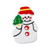 Picture of Natural Wood Sewing Buttons Scrapbooking 2 Holes Christmas Snowman White 36mm(1 3/8") x 24mm(1"), 5 PCs