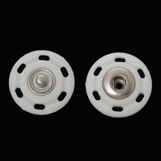 Image de Bouton Pression à Griffe en Nylon Rond Blanc 25mm Dia, 2 Kits
