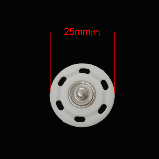 Image de Bouton Pression à Griffe en Nylon Rond Blanc 25mm Dia, 2 Kits