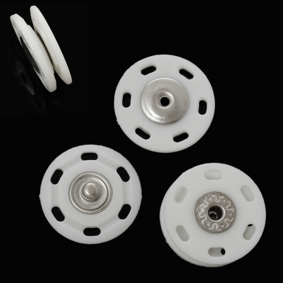 Image de Bouton Pression à Griffe en Nylon Rond Blanc 25mm Dia, 2 Kits