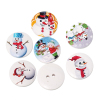 Picture of Natural Wood Sewing Buttons Scrapbooking 2 Holes Round At Random Mixed Christmas Snowman Pattern 20mm( 6/8") Dia, 100 PCs
