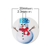 Picture of Natural Wood Sewing Buttons Scrapbooking 2 Holes Round At Random Mixed Christmas Snowman Pattern 20mm( 6/8") Dia, 100 PCs