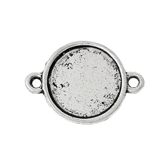 Imagen de Conectores Base Camafeo Zamak Ronda , Plata Antigua (Apta 12mm Dia) 20mm x 14mm, 100 Unidades