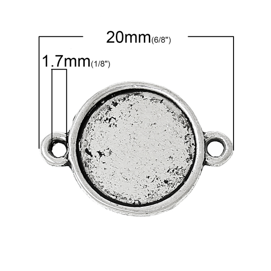 Imagen de Conectores Base Camafeo Zamak Ronda , Plata Antigua (Apta 12mm Dia) 20mm x 14mm, 100 Unidades