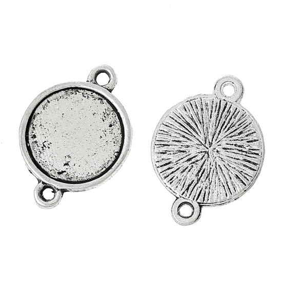 Imagen de Conectores Base Camafeo Zamak Ronda , Plata Antigua (Apta 12mm Dia) 20mm x 14mm, 100 Unidades